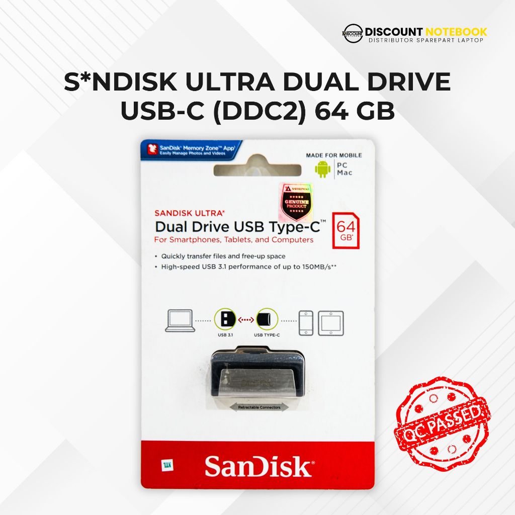 Jual Flashdisk Laptop & PC Sandisk Ultra Dual Drive USB-C (DDC2) 64GB ...