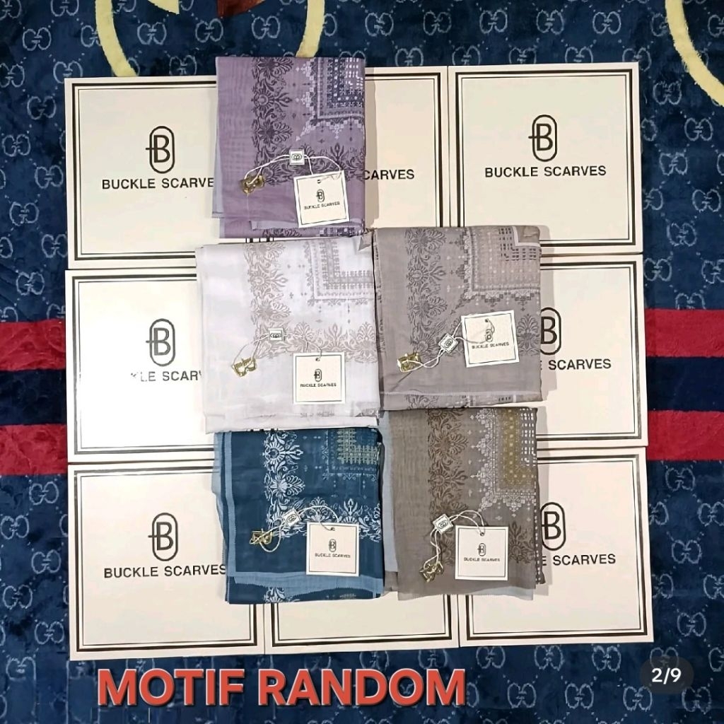 Hijab Segi Empat Motif 3pcs 3box Buckle Scarves Kerudung Kemasan Box Tabung Box Kotak Random
