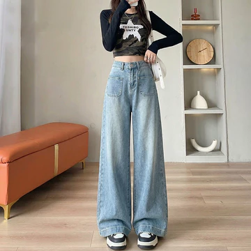Celana Highwaist Jeans Wanita Celana Jeans Panjang Wanita Celana Kulot Straight Celana Jeans
