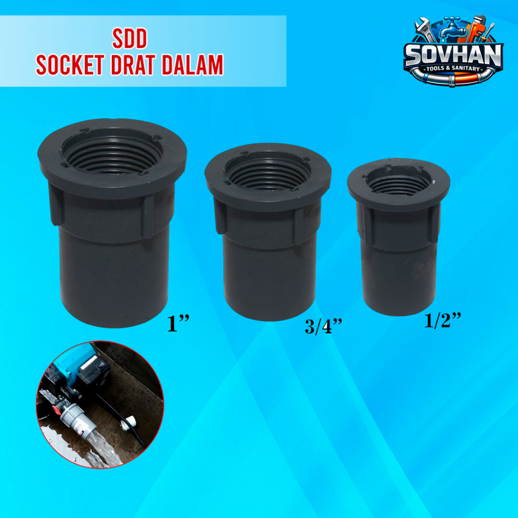 Jual Socket Drat Dalam SDD PVC 1/2 inci 3/4 Inci 1 Inci Sambungan Pipa ...