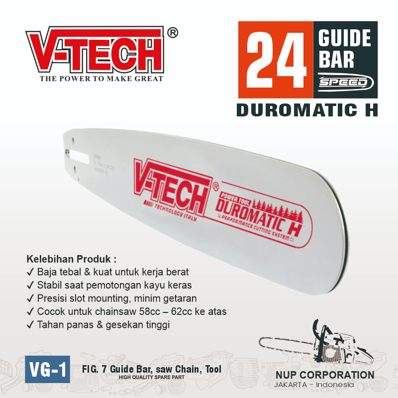 Jual V-TECH DUROMATIC H Guide Bar Chainsaw 24 Inch – Bar Chainsaw 24 ...