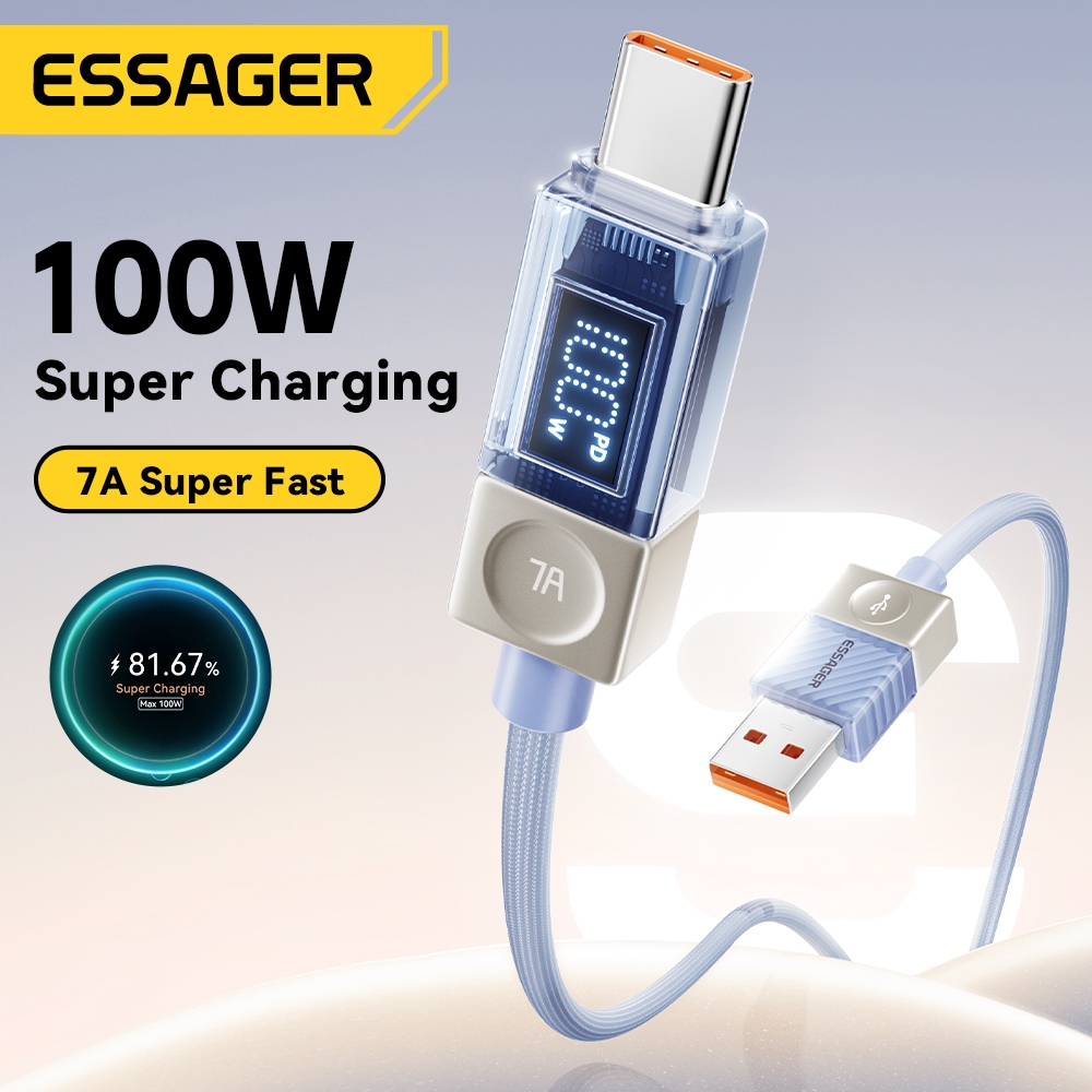 Jual ESSAGER New 7A 100W Fast Charging Data Cable dengan layar digital ...
