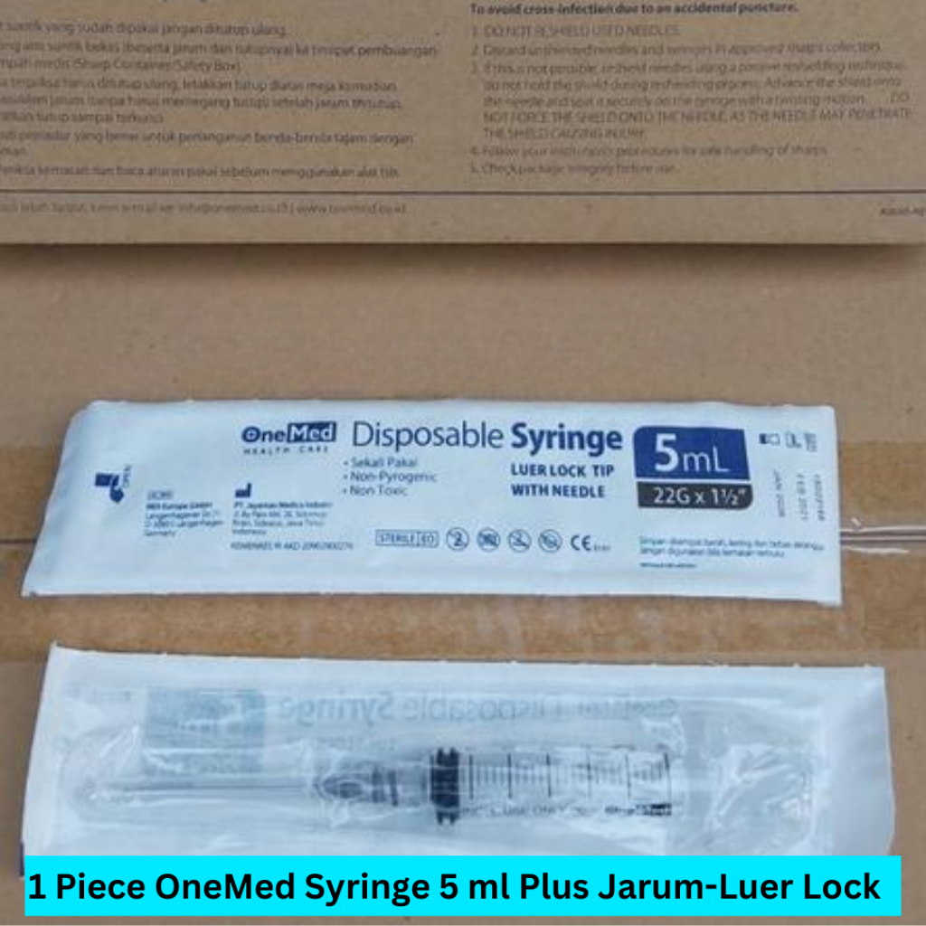 Jual OneMed Syringe 5 ml Plus Jarum-Luer Lock / Spuit 5 cc 5ml 5cc ...