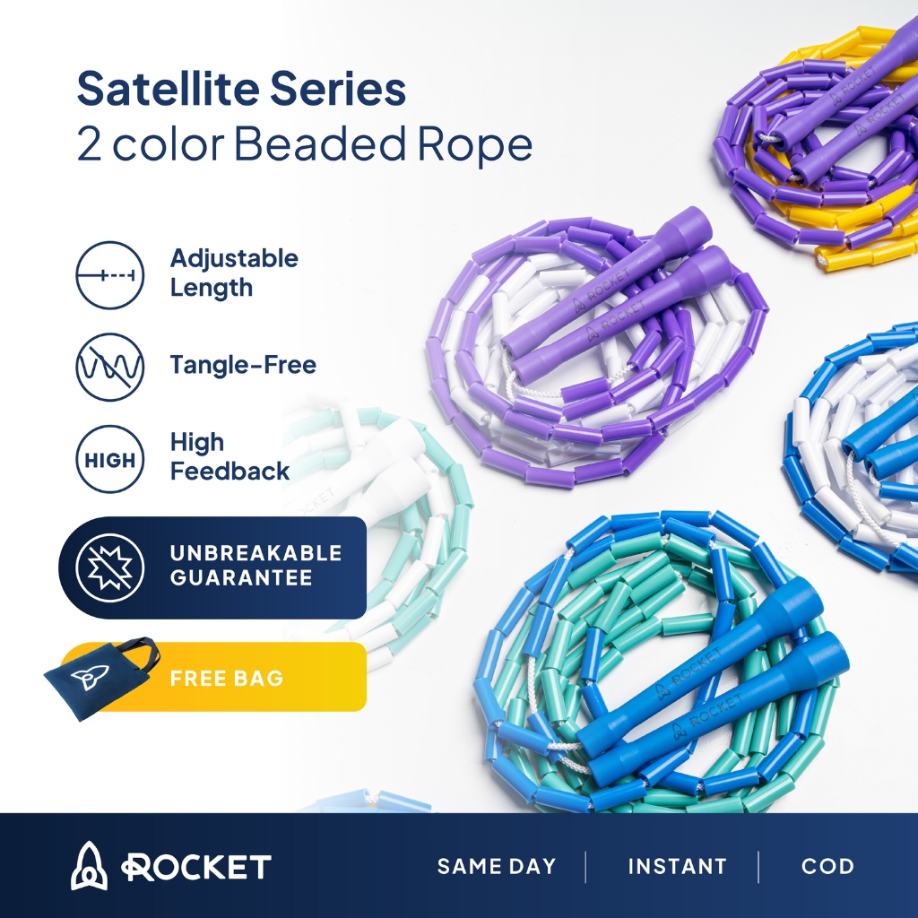 Jual [ROCKET ROPE] 2 Colors Beaded Jump Rope Satellite Series Short ...