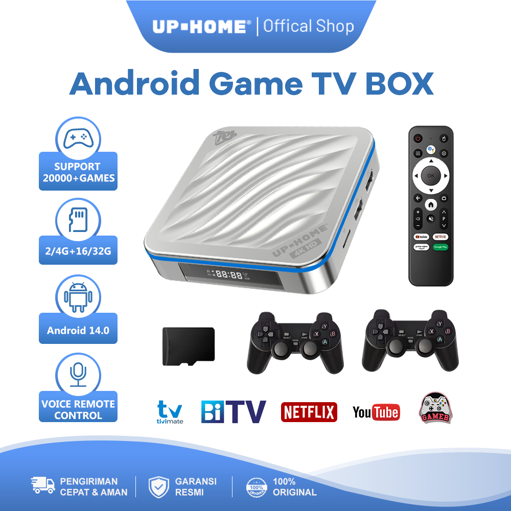UPHOME Android GAME Tv Box 20.000+ GAMES Android 14 Ram 1/2/4GB Rom 8/16/32GB WIFI 2.4G/5G Bluetooth Voice Smart Tv Box