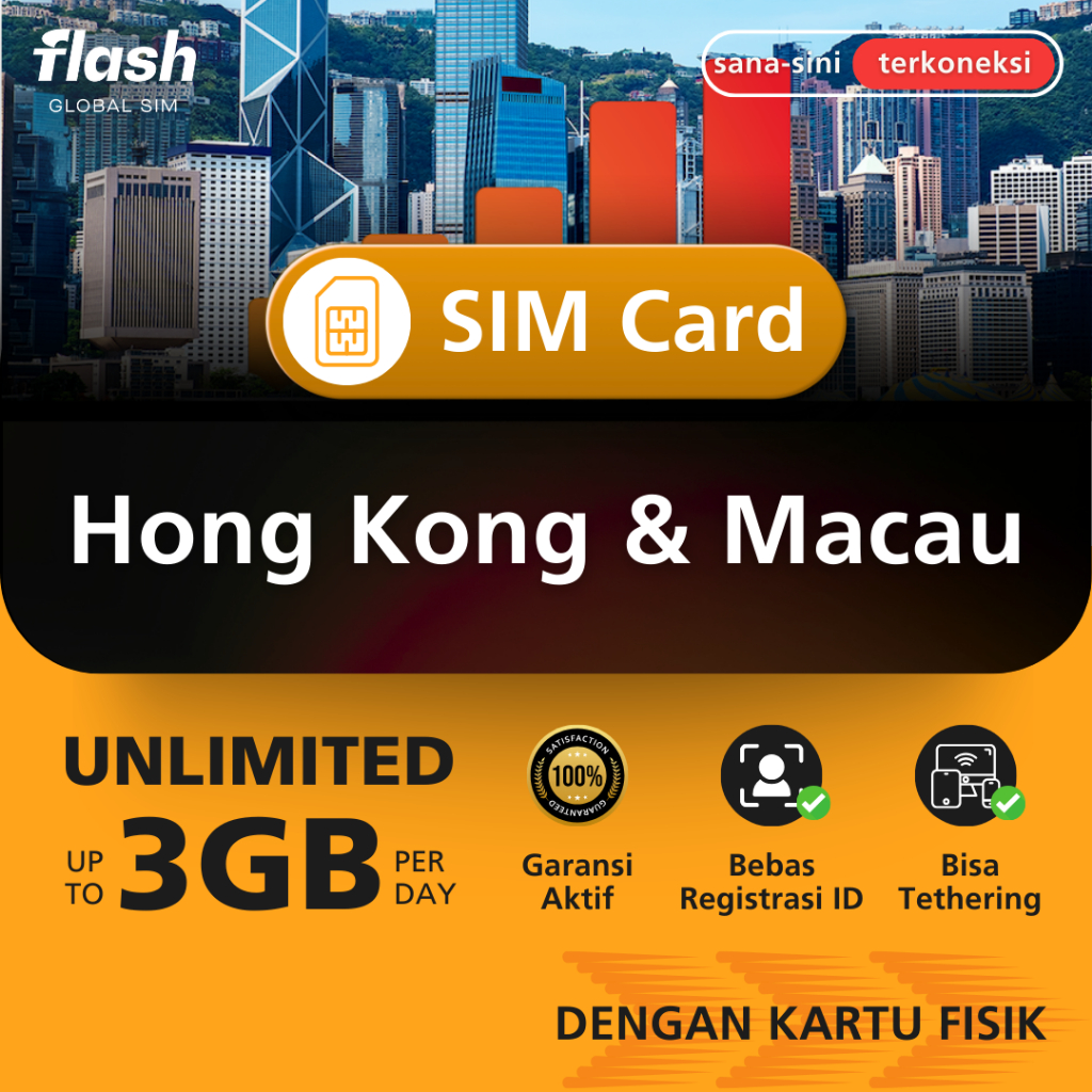Jual Flash SIM Card Hong Kong & Macau Unlimited Data (Kartu Perdana ...