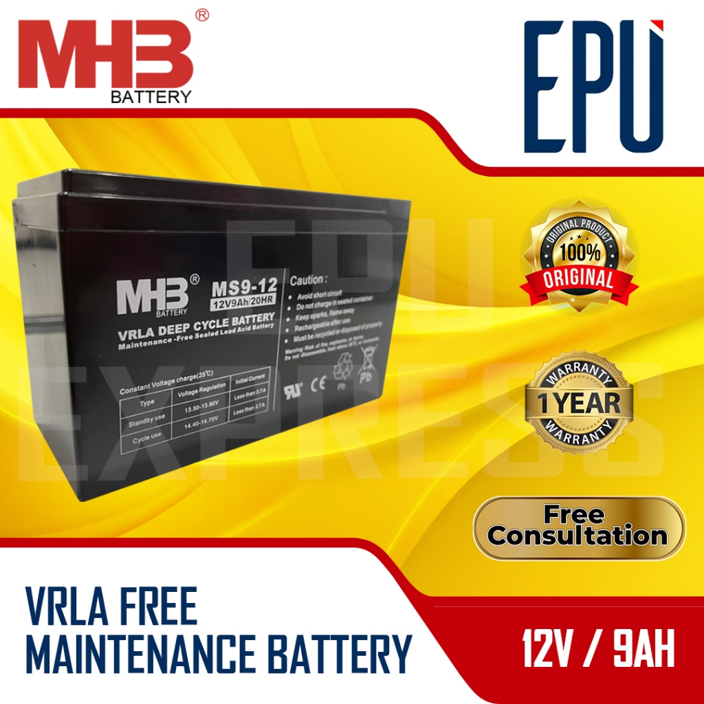 Aki UPS MHB Aki 12v 9ah Baterai UPS Batere UPS Aki 9ah Battery UPS Baterai Kering Aki Speaker Aki VRLA