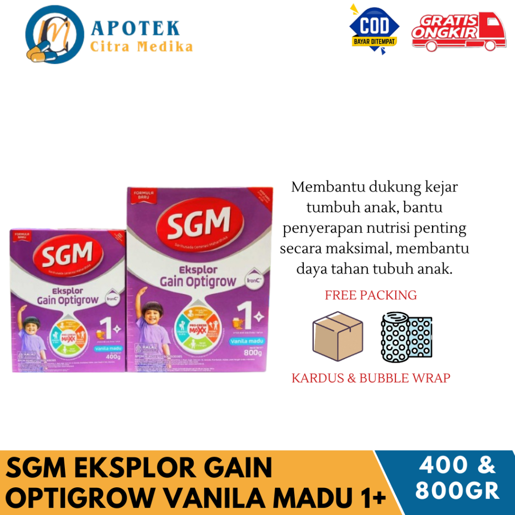 Jual SGM EKSPLOR (GAIN OPTIGROW VANILA MADU 1+ @400GR DAN @800GR ...