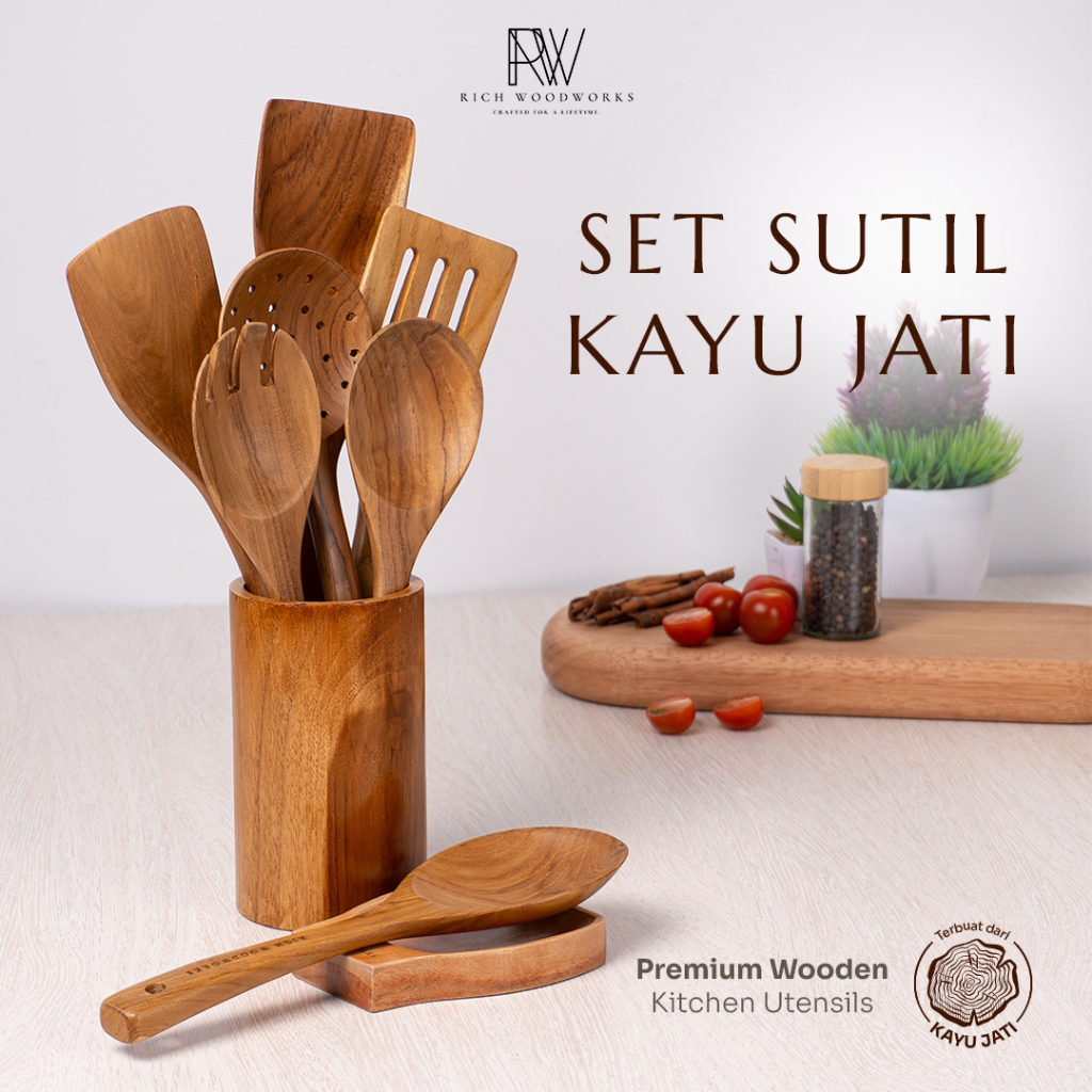 Jual Rich Woodworks - Set Sutil Kayu Solid Premium 30cm + Tempat Sutil ...