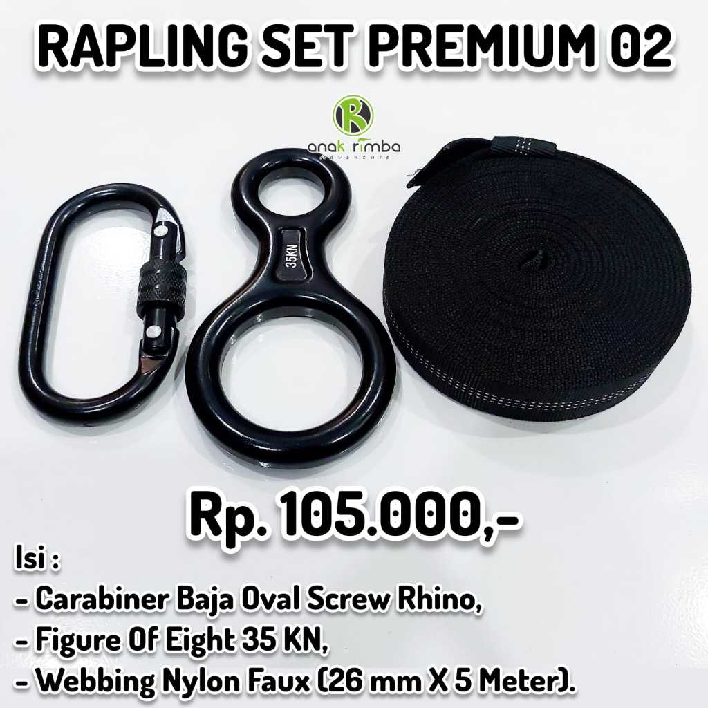 Jual RAPLING SET PREMIUM BLACK ALAT PANJAT CLIMBING REPLING SET ALAT ...