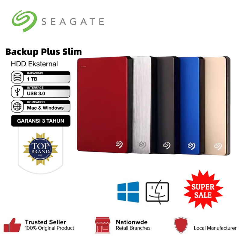 Jual [Original] Seagate Backup Plus Slim Portable Harddisk