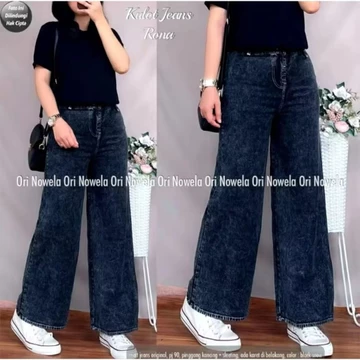 Celana Kulot Wanita Highwaist Premium Dengan Bahan Denim Tebal
