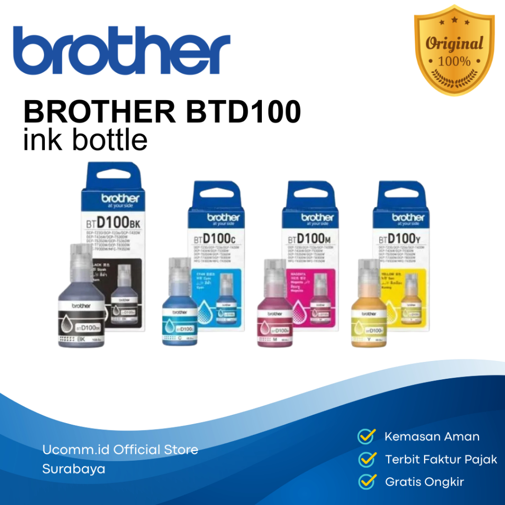Jual BROTHER BT-D100 Ink Bottle Black Yellow Magenta Cyan For T530DW ...