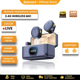 Wireless Microphone Clip On Mic Magnetic Mikrofon Nirkabel Lavalier Dual Mic Noise Reduction