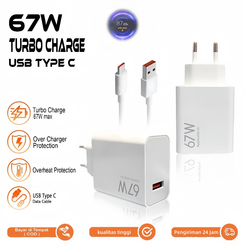 Jual Adaptor Charger Xiaomi 67W Turbo Fast Charging Type-C Support Mi ...