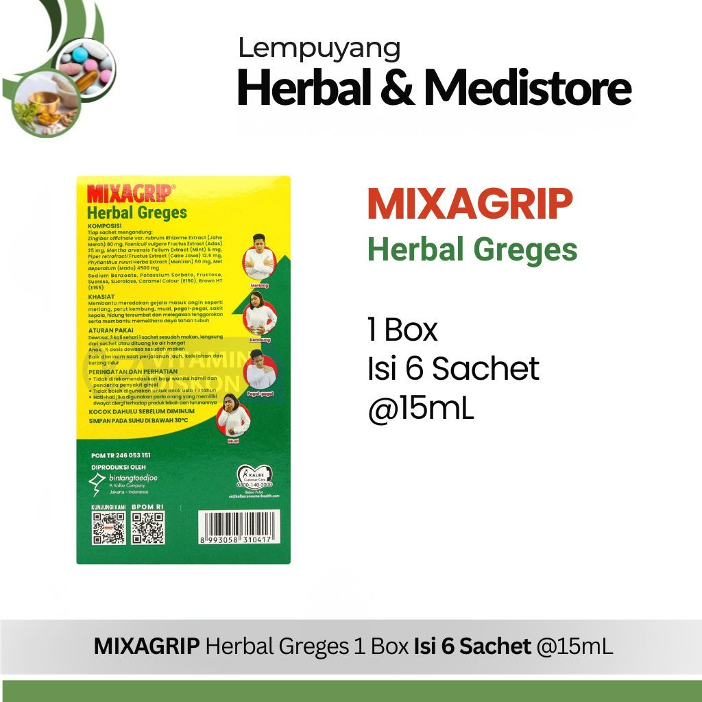 Jual Mixagrip Herbal Greges Rasa Jahe Lemon Madu 1 Box Isi 6 Sachet ...