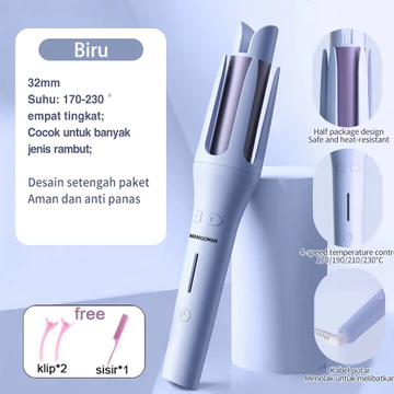 MANGOMAN Hair Curly Styler 28mm Catokan Curly Otomatis Ion Negatif Ceramics Curly Catokan