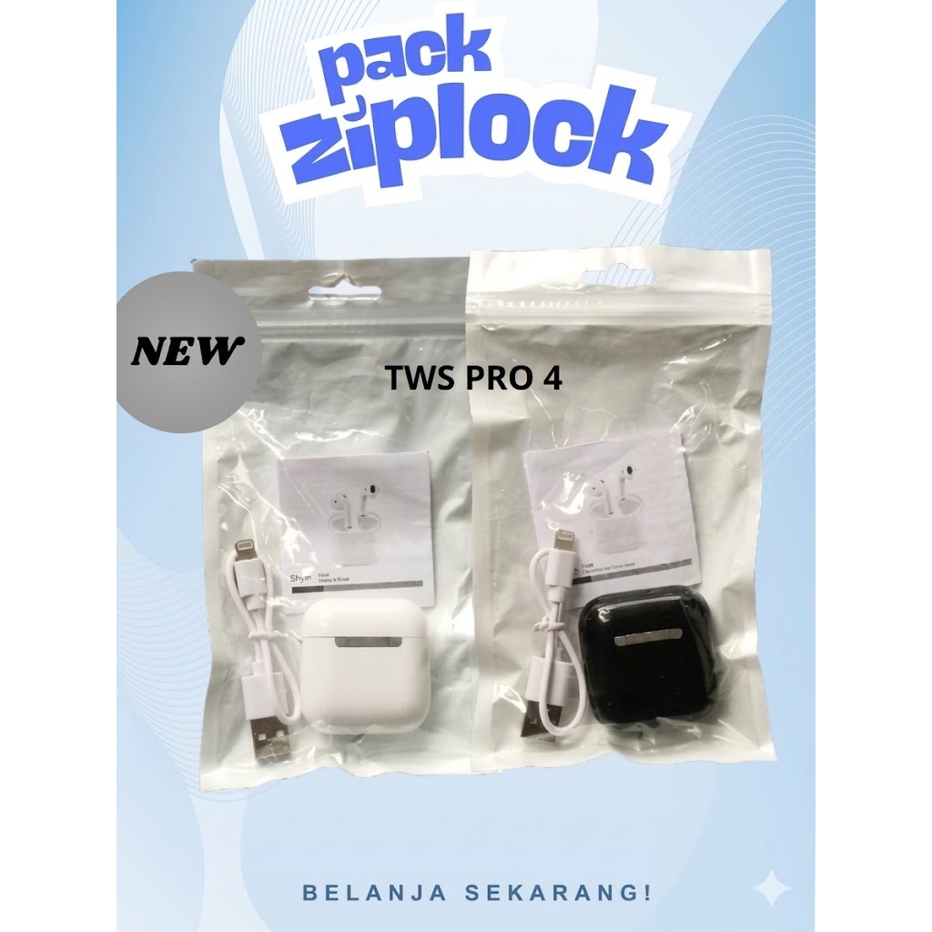 Jual NEW TWS PRO 4 Headset Earphone Bluetooth Pack Ziplock Wireless ...