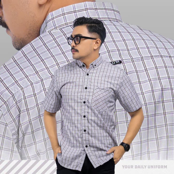 DGM Fashion Kemeja Pendek Kemeja Pria Yarndyed Pendek Kotak Yarn Dyed 048 B