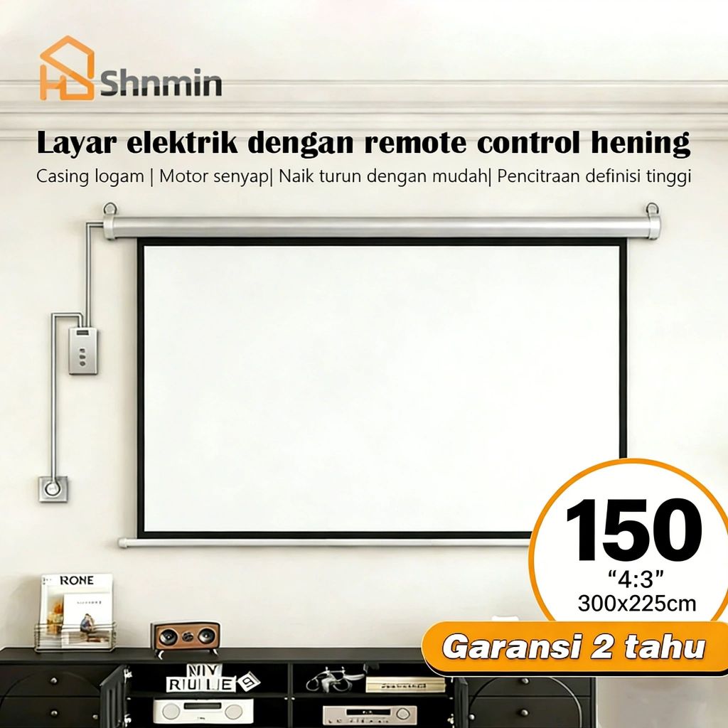Jual Layar Proyektor Motorized 150 Inch Otomatis Remote screen ...
