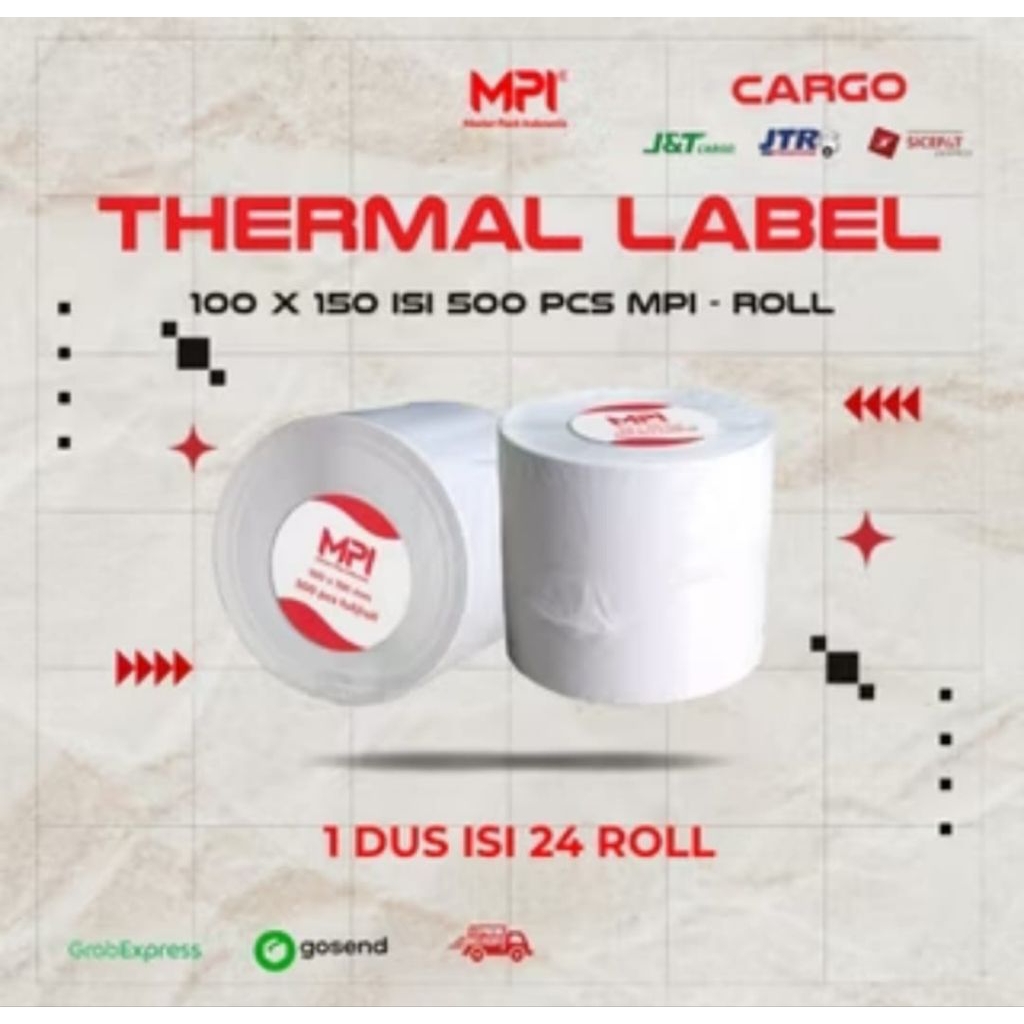 Jual Label Thermal Sticker 100x150 mm A6 isi 500pcs MPI Isi 24 Roll ...