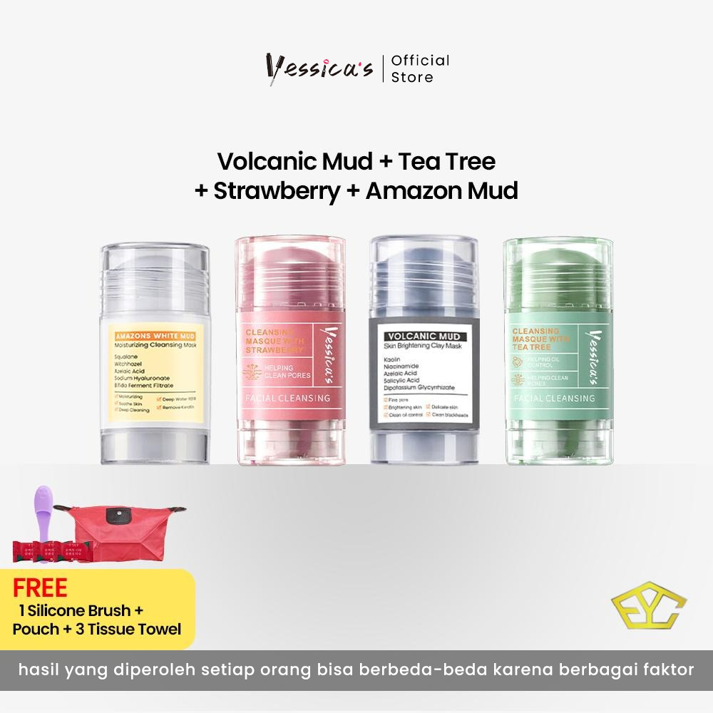 FYC [Spesial Ramadan] Yessica's Bundle 2+2 Stick Mask (Bonus Pouch, Silicone Brush Dan Tissue Towel)