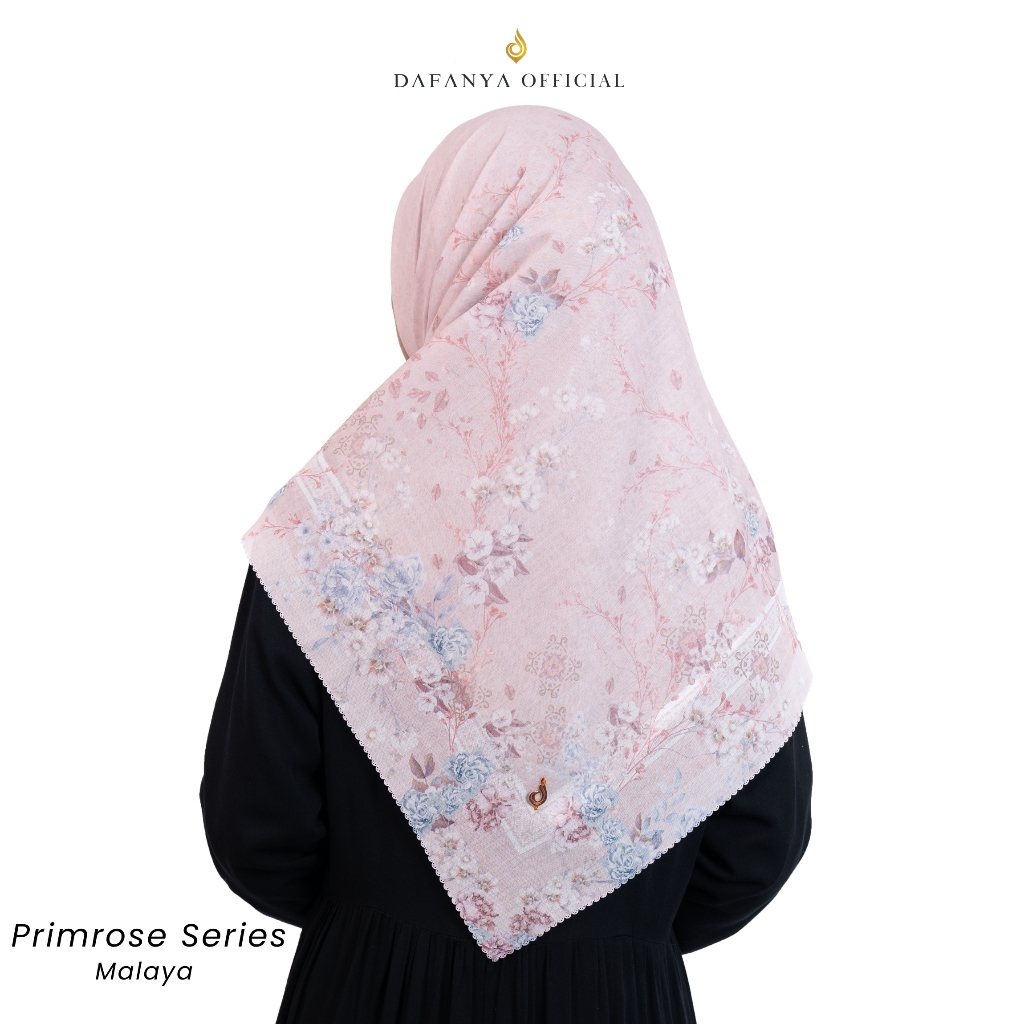 DAFANYA Primrose Series Jilbab Motif Floral Kerudung Segi Empat Hijab Scarf Bahan Voal Laser Cut