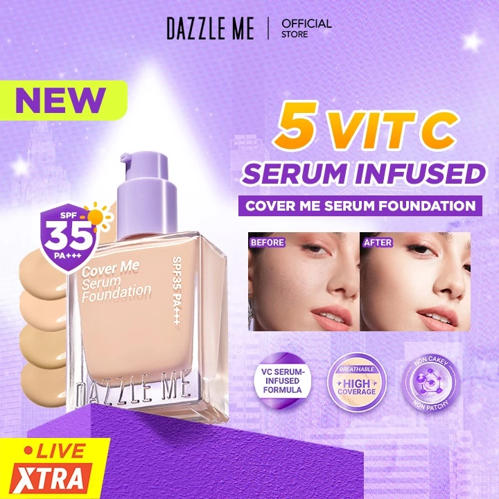 Dazzle Me Cover Me Serum Foundation SPF35 PA+++ Foundation Hasil Matte - Astarani Glow ビューティーケア