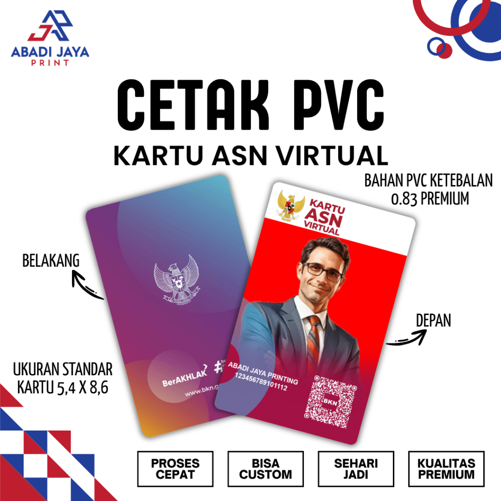 Jual KARTU ASN VIRTUAL PPPK BAHAN PVC ID CARD 1 HARI JADI BISA SATUAN ...