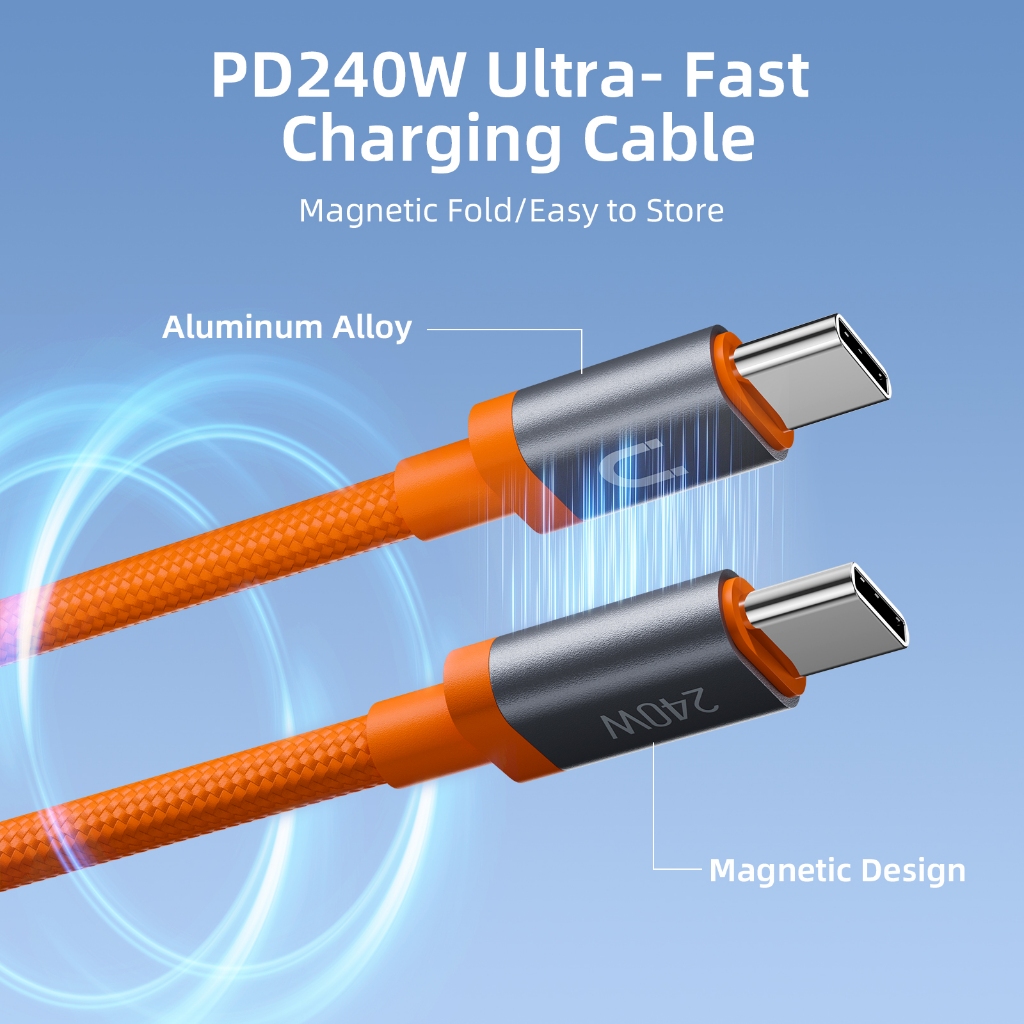 Jual ONPRIME Kabel Magnetic PD Type C To Type C Fast Charging 240W PD 3 ...