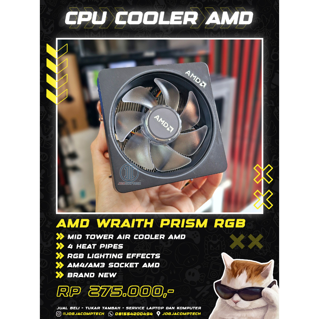 Jual CPU Cooler AMD Ryzen Wraith Prism ARGB 4 Heat Pipes ARGB Sync ...