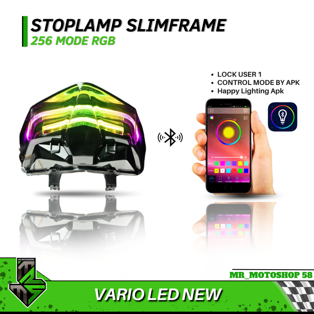 Jual Stoplamp LAZY RGB SlimFrame Vario 125/150/160 Beat Deluxe Gen 1/2 ...