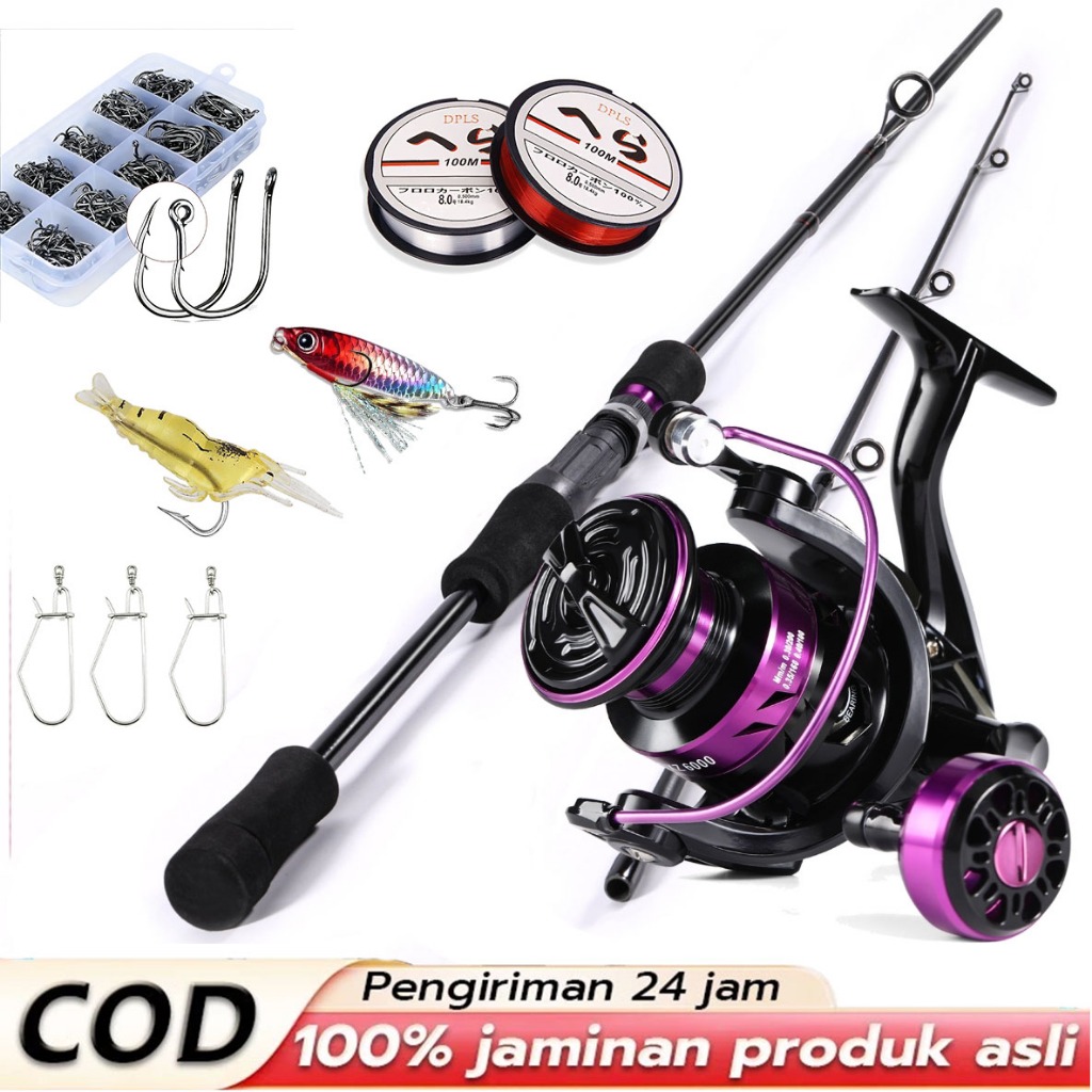 Joran Pancing 1.65-2.7M Fullset Reel 1000-7000 Max Drag 10KG Bonus Senar Kail Ump Ready Stock Bisa COD