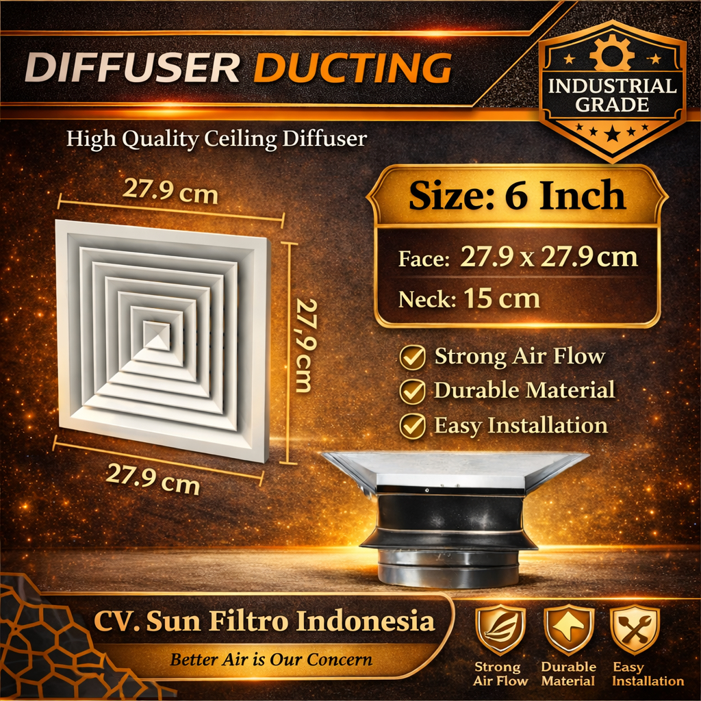 Jual DIFFUSER DUCTING AC 15CM X 15CM (6