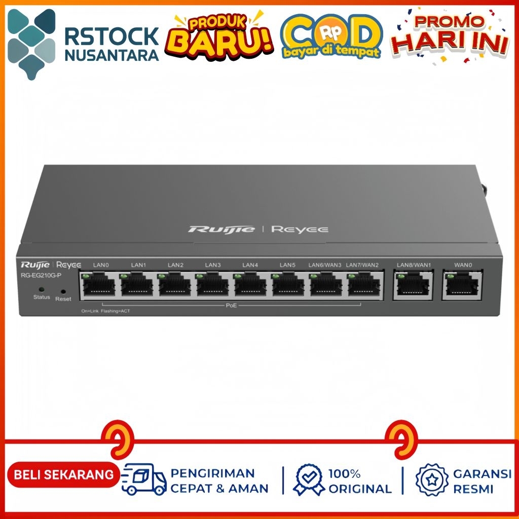 Jual Ruijie RG-EG210G-P-V3 8 Port PoE+ Out + 2 Port Gigabit Multi WAN ...