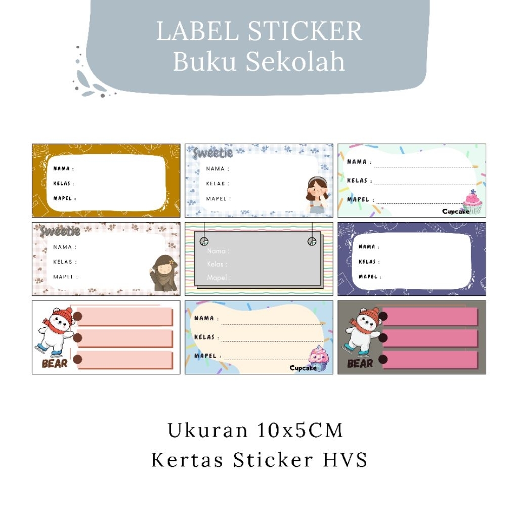 Jual Stiker Label Nama Buku Sekolah Anak Lucu Aesthetic 10x5 cm ...