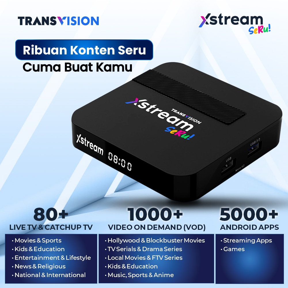 Jual Transvision Xstream Seru Android TV Box WiFi STB Smart TV Box FREE ...