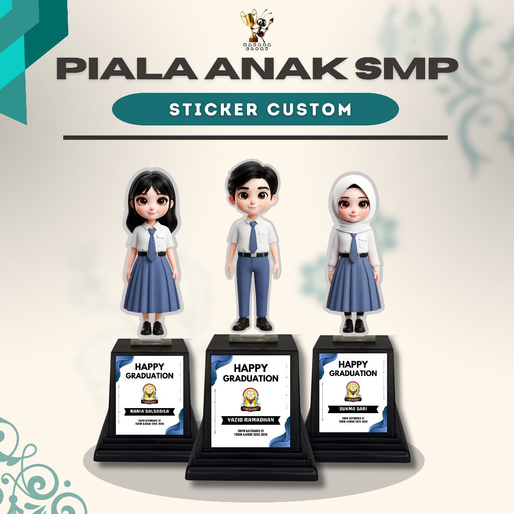 Jual Piala Akrilik Anak SMP Sticker Custom Hadiah Kelulusan Kado ...