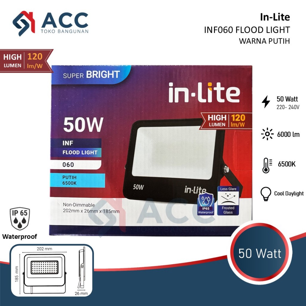 Jual INLITE INF030 INF060 50W 50 WATT Lampu Sorot FloodLight LED Flood ...