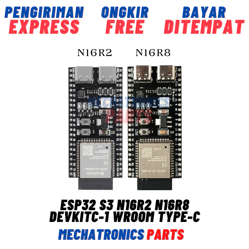 Jual ESP32 S3 N16R2 N16R8 DevKitC-1 WROOM Type-C ESP32-S3 Modul ...