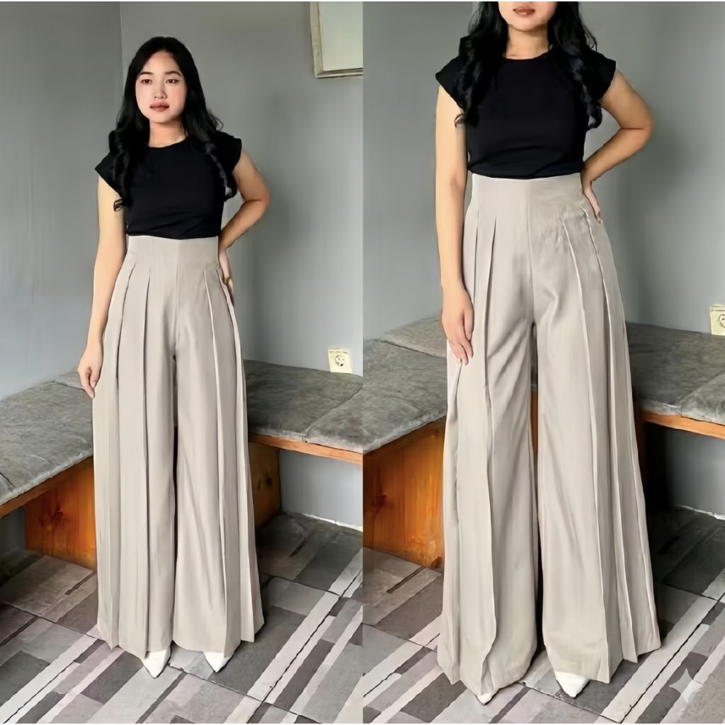 Lavie Pants Celana Panjang Wanita Highwaist Palazzo foto 3