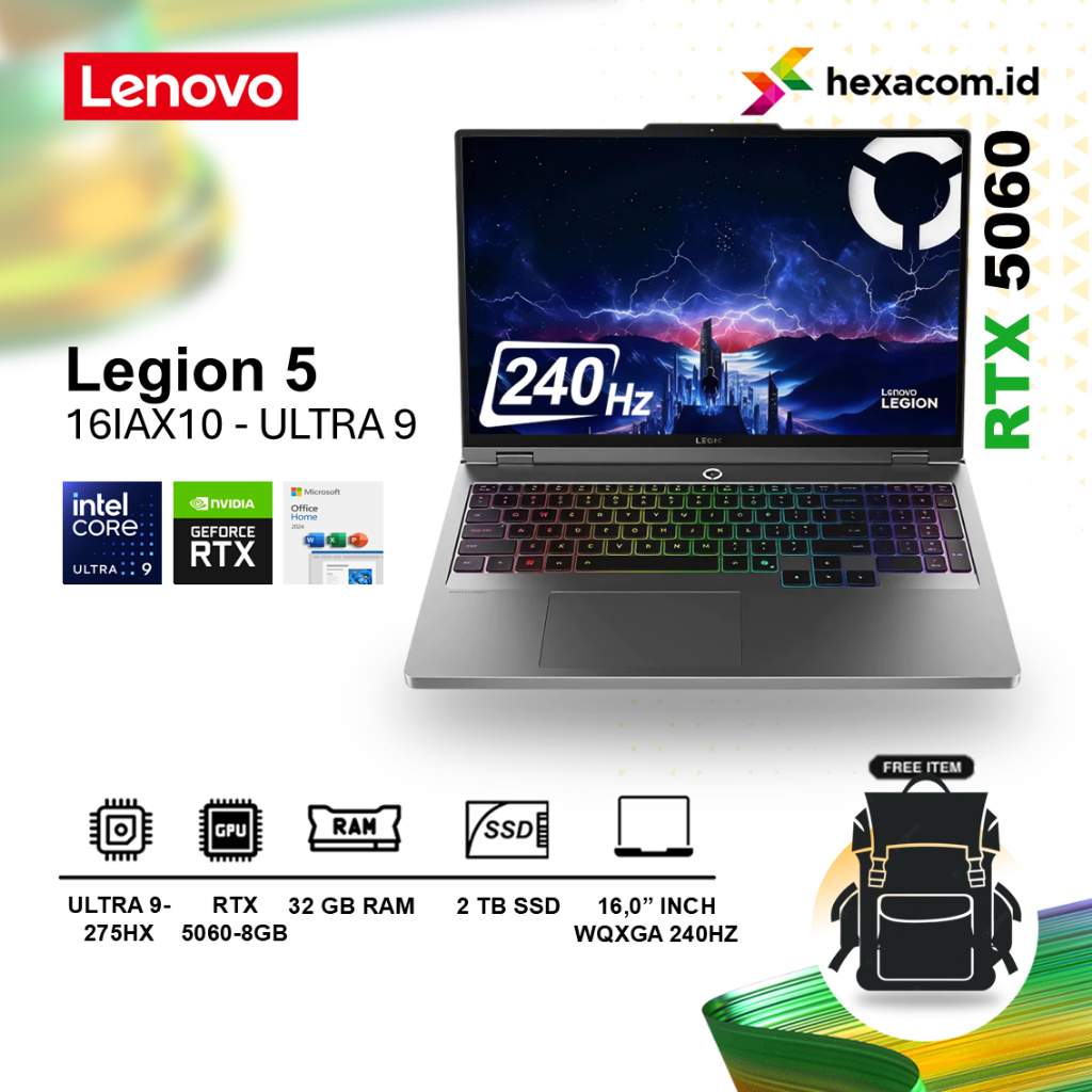 Lenovo Legion 5 16IAX10 Ultra 9 275HX - RTX™ 5060 32GB 1TB SSD 16.0" WQXGA 240Hz
