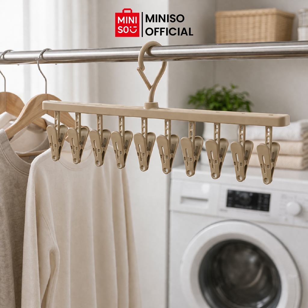 Jual MINISO Milk Coffee Series Straight Drying Rack with 10 Clips ...