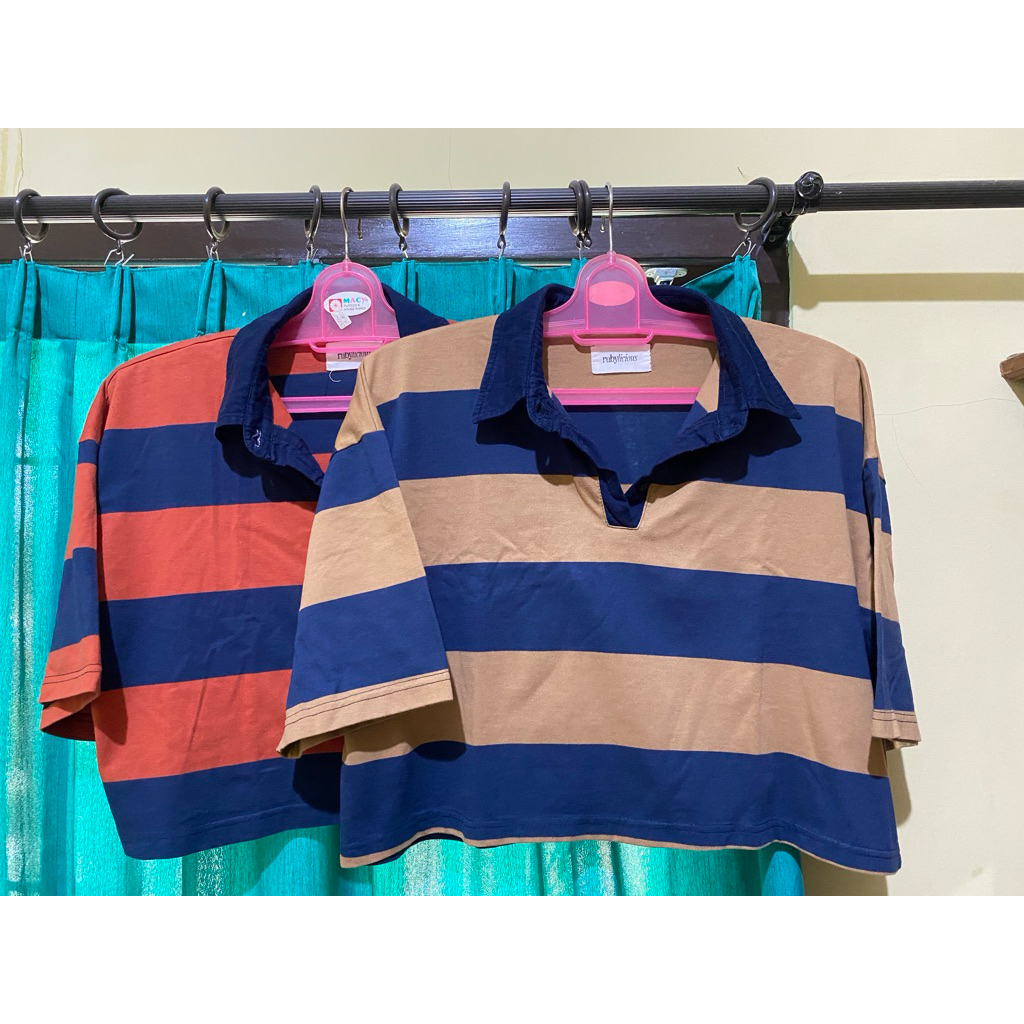 Jual Striped Crop Shirt Rubylicious | Shopee Indonesia
