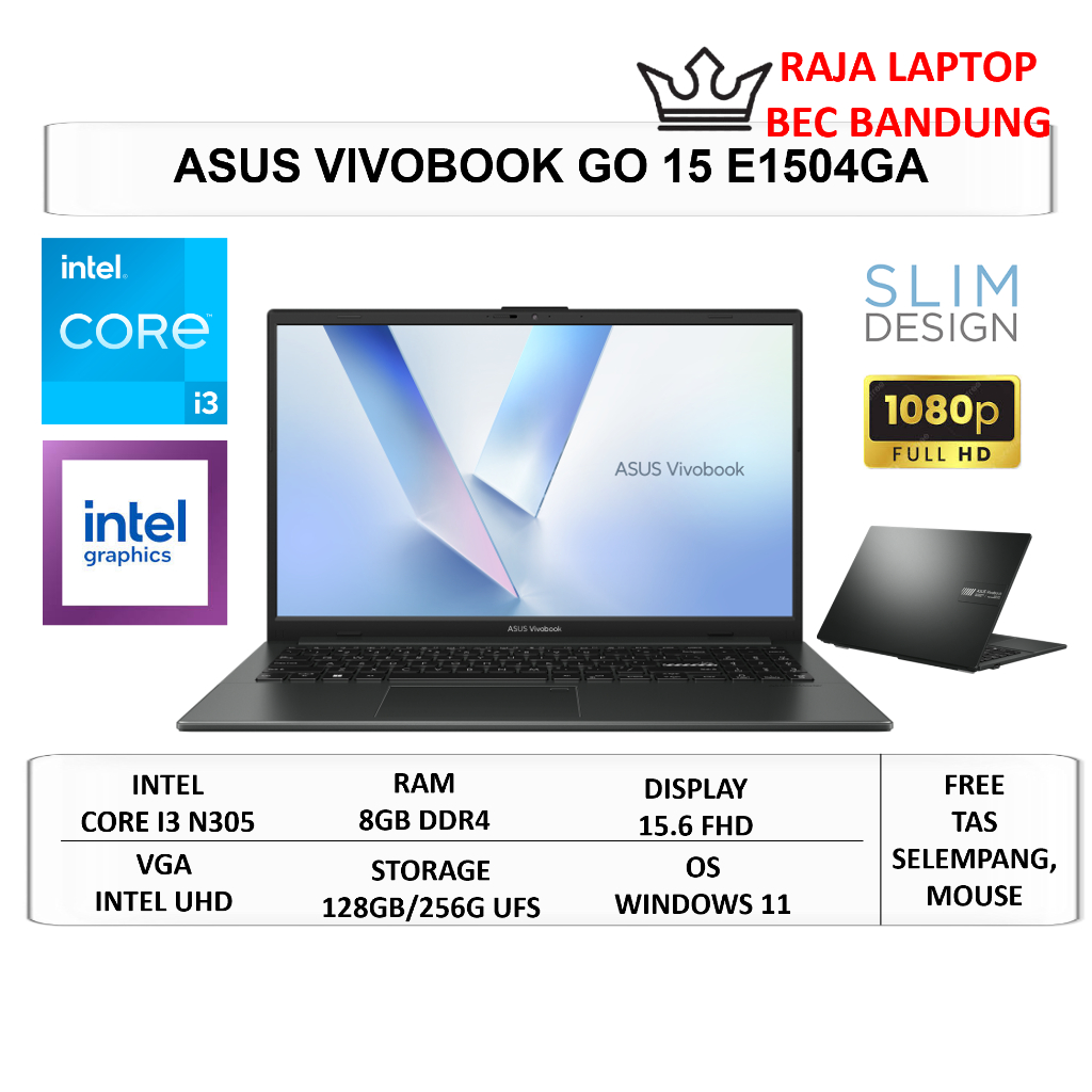 Jual Laptop Asus Vivobook 15 Intel Core I3 N305 Ram 8GB 256GB 15.6