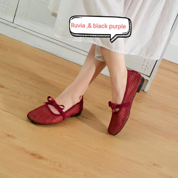 Flatshoes Wanita Sepatu Wanita Motif Transfaran Jaring Super Empuk 35 42