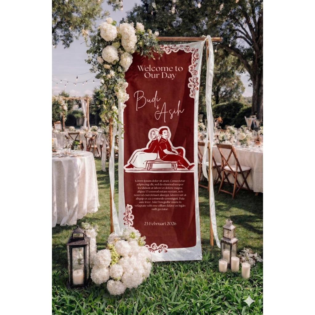 Jual WELCOME SIGN WEDDING | WEDDING SIGN KAIN | UKURAN LENGKAP CUSTOM ...