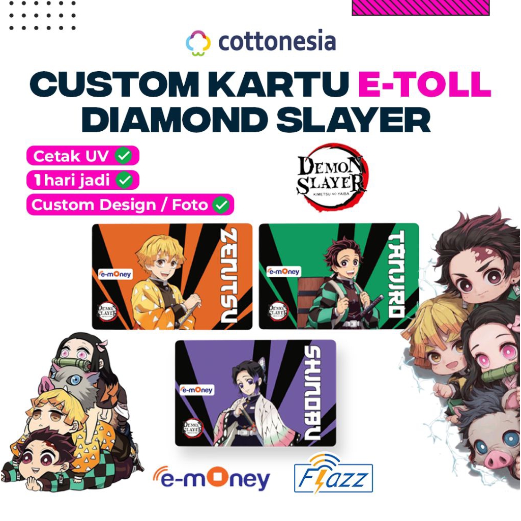 Jual Etoll Emoney Demon Slayer Custom Print UV 1 sisi 2 Sisi | Flazz ...