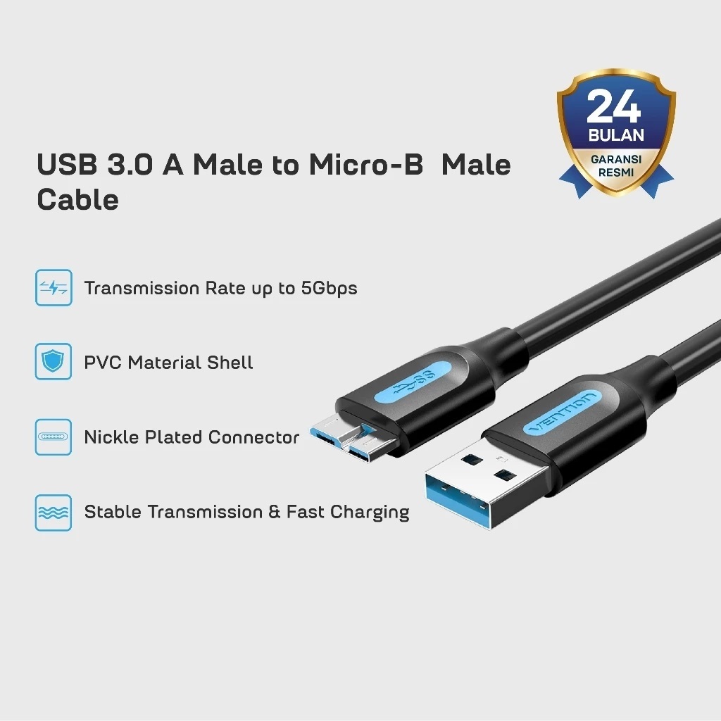 Jual Vention COP / VAS-A12 KABEL DATA USB 3.0 AM Micro B Hardisk ...
