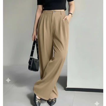 VIONA Loose Pants Trousers Wanita Jumbo Celana Kulot Wanita Highwaist Bahan Semiwoll Elegan